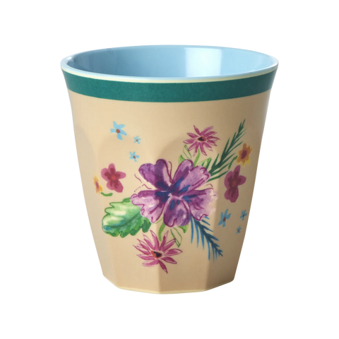 Medium Melamine Cup - Cream - Arda Bloom Print
