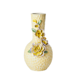 Ceramic Small Vase with Flower Sculpture - Cream