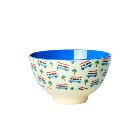 Melamine Bowl with Cars Print - Two Tone - Small