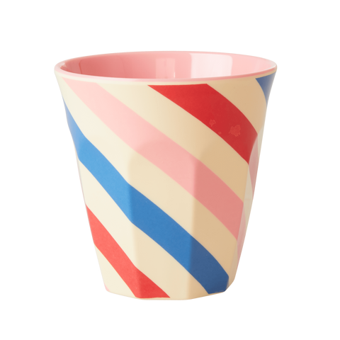 Melamine Cup with Candy Stripes Print - Two Tone - Medium