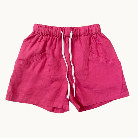 Luxe Linen Shorts Fuchsia Pink