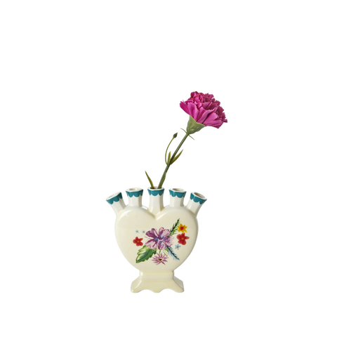 Small Ceramic Heart Vase - White