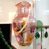 Medium Floral Glass Vase Pink