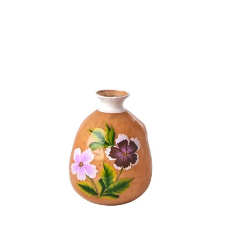 Small Floral Glass Vase Orange