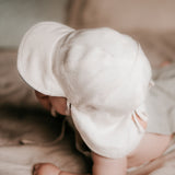 'Roamer' Baby Reversible Teddy Flap Sun Hat - Steele / Flax 0-3 months