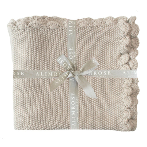 Mini Moss Stitch Grey Knit Blanket 100% Cotton