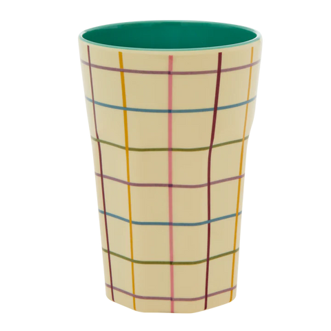 Tall Melamine Cup with Check Print