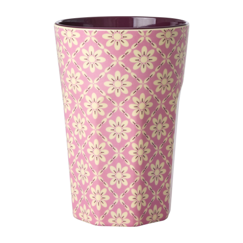 Tall Melamine Cup Pink - Graphic Flower