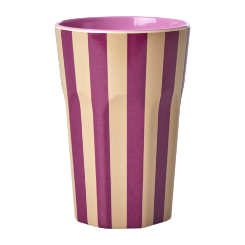 Tall Melamine Cup Plum - Stripes