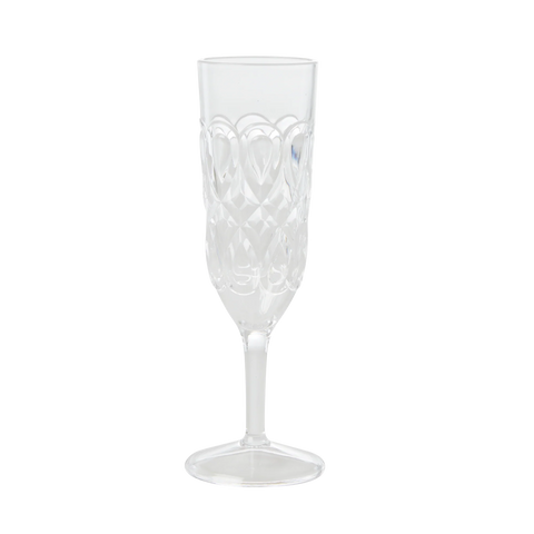 Acrylic Champagne Glass with Swirly Embossed Detail - Clear
