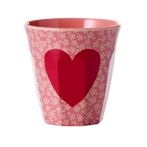 Melamine Cup with Heart Print - Two Tone - Medium