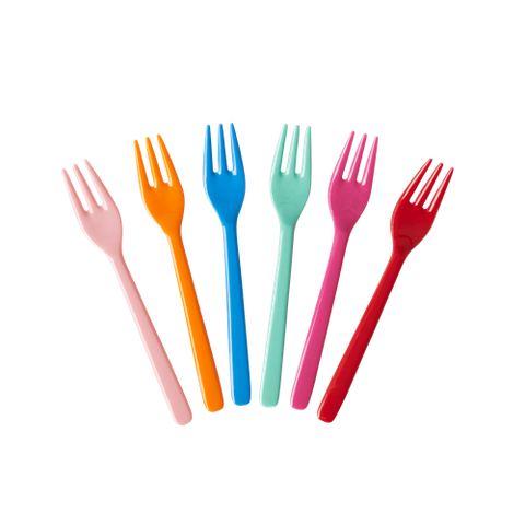 Melamine Cake Forks in Asst. 'Choose Happy' Colours - Bundle of 6