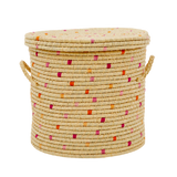 Small Spotty Raffia Storage Basket
