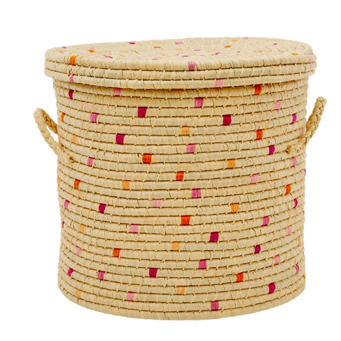 Medium Spotty  Raffia Storage Basket