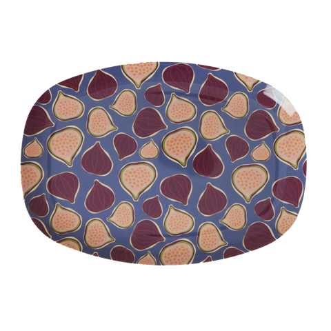Melamine Rectangular Plate - Plum - Figs In Love Print
