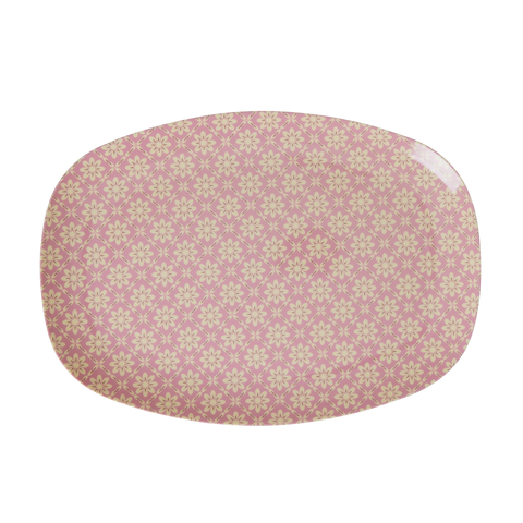 Melamine Rectangular Plate - Pink Graphic Flower Print