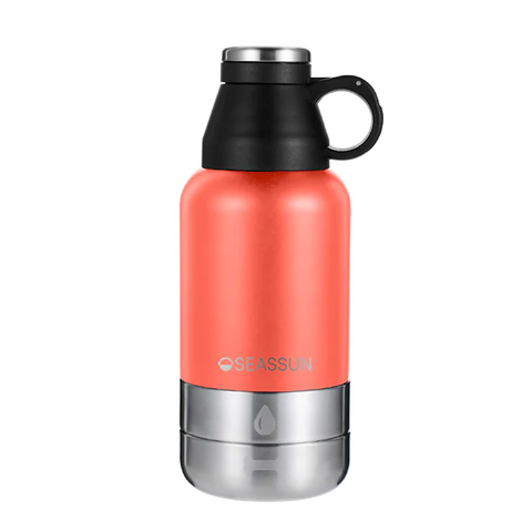 Seassun Dog Water Bottle with holder - Coral