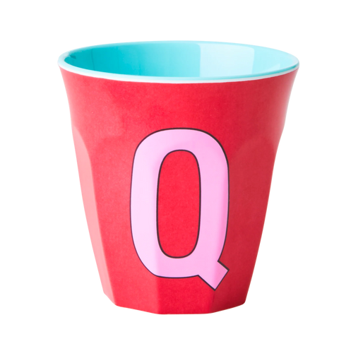 Alphabet Melamine Cup with letter Q print Pink - Medium