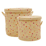Medium Spotty  Raffia Storage Basket