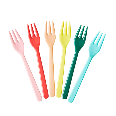 Melamine Cake Forks in Dance Out Colours 2 - Bundle of 6