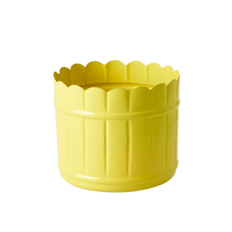 Metal Flower Pot in Yellow - Medium
