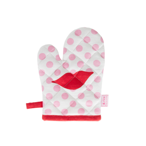 Cotton Kids Oven Mitten with Kiss Print
