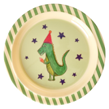 Melamine Kids Lunch Plate with Animal Print - Green