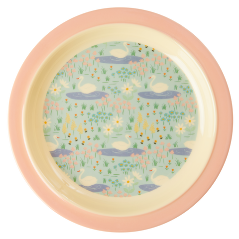 Melamine Kids Lunch Plate with Swan Print