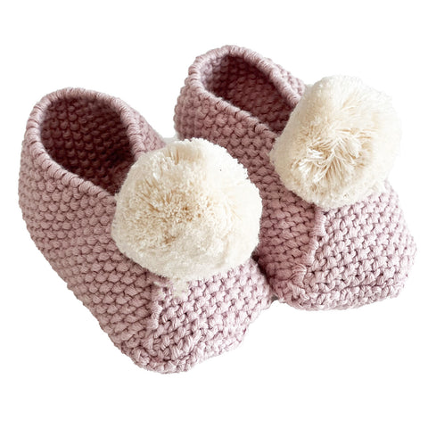 Baby Pom Pom Slippers - Pink Natural