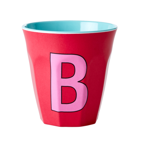 Alphabet Melamine Cup with Letter B Print - Red Two Tone - Medium