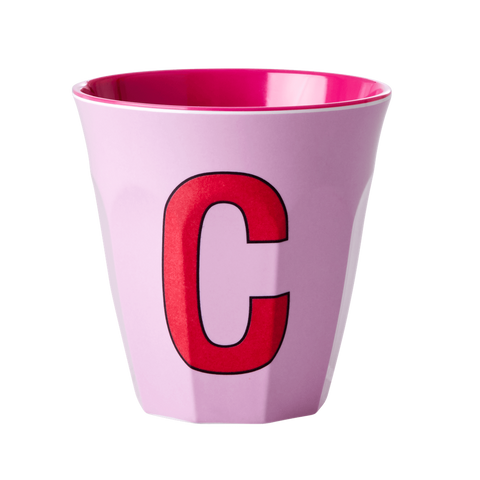 Alphabet Melamine Cup with Letter C Print - Soft Pink Two Tone - Medium