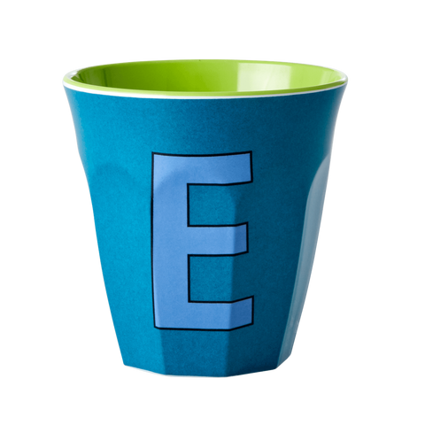 Alphabet Melamine Cup with Letter E Print - Emerald Green Two Tone - Medium