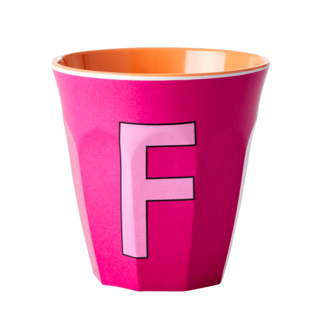 Alphabet Melamine Cup with Letter F Print - Fuschia Two Tone - Medium