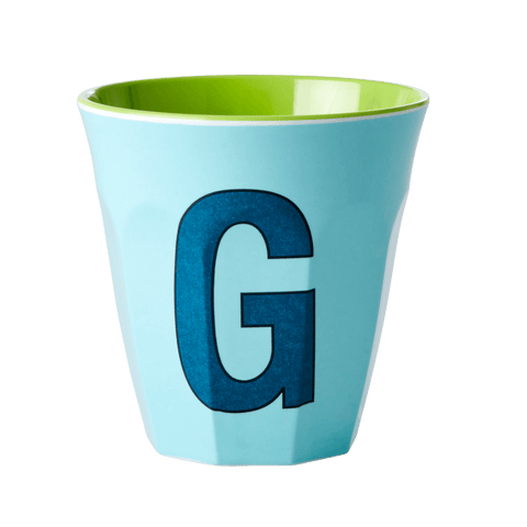 Alphabet Melamine Cup with Letter G Print - Mint Two Tone - Medium
