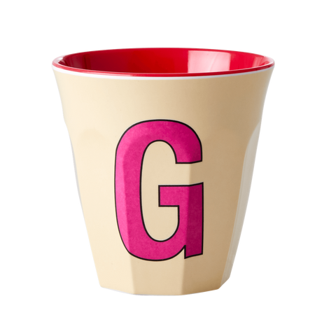 Alphabet Melamine Cup with Letter G Print - Cream Two Tone - Medium