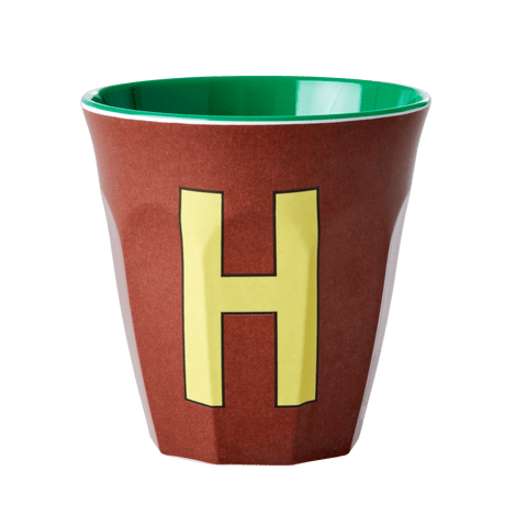 Alphabet Melamine Cup with Letter H Print - Brown Two Tone - Medium