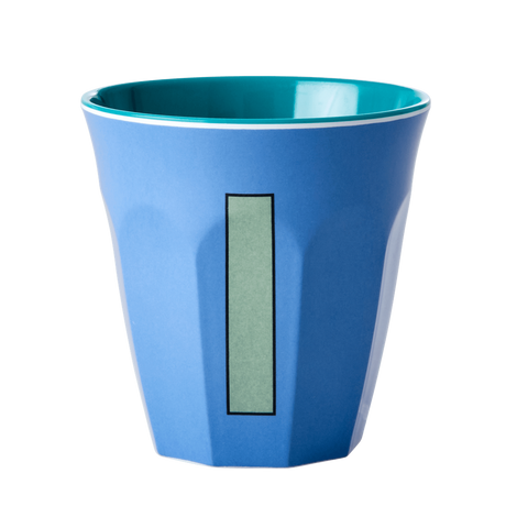 Alphabet Melamine Cup with Letter I Print - Blue Two Tone - Medium