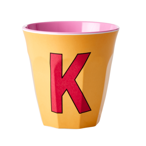 Alphabet Melamine Cup with Letter K Print - Apricot Two Tone - Medium
