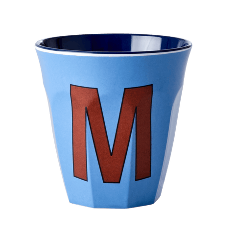 Alphabet Melamine Cup with Letter M Print - New Dusty Blue Two Tone - Medium