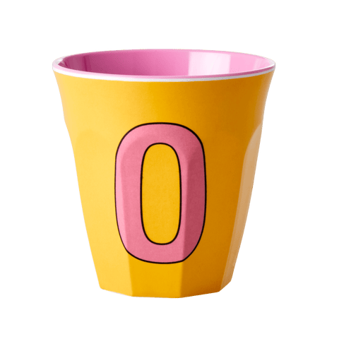 Alphabet Melamine Cup with Letter O Print - Yellow Two Tone - Medium