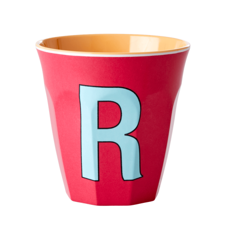Alphabet Melamine Cup with Letter R Print - Red Two Tone - Medium