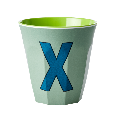 Alphabet Melamine Cup with Letter X Print - Khaki Two Tone - Medium