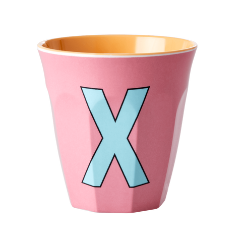 Alphabet Melamine Cup with Letter X Print - Pink Two Tone - Medium