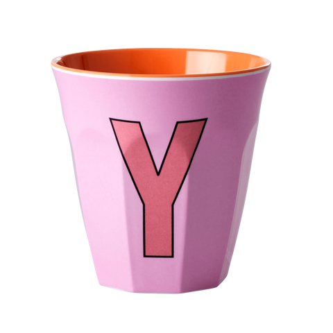 Alphabet Melamine Cup with Letter Y Print - Soft Pink Two Tone - Medium