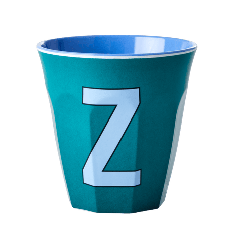 Alphabet Melamine Cup with Letter Z Print - Green Two Tone - Medium