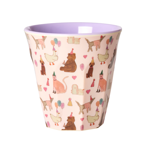 Melamine Cup with Animal Lavender Print - Two Tone - Medium