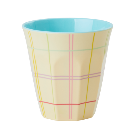 Melamine Cup with Cream Multicoloured Print - Two Tone - Medium