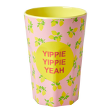 Melamine Cup with Lemon Print - Two Tone - Tall