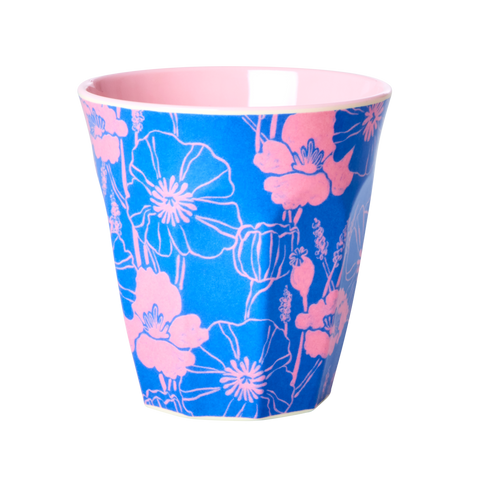Melamine Cup with Poppies Love Print - Two Tone - Medium