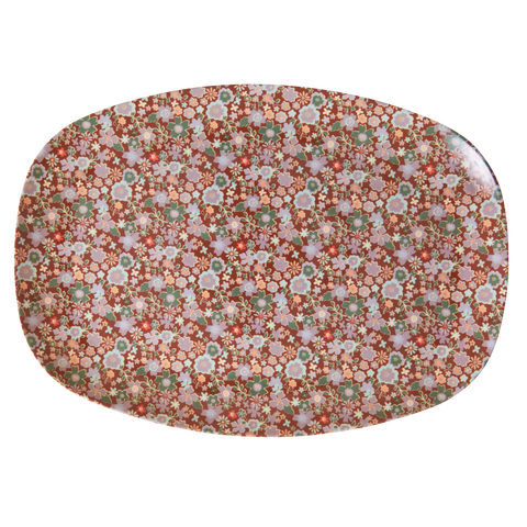 Melamine Rectangular Plate with Fall Floral Print